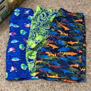 Lands' End Kids Swim Trunks Set - Blue, Green, Orange